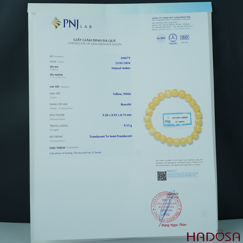 Vòng Hổ Phách Mật Lạp hạt bắp 9mm