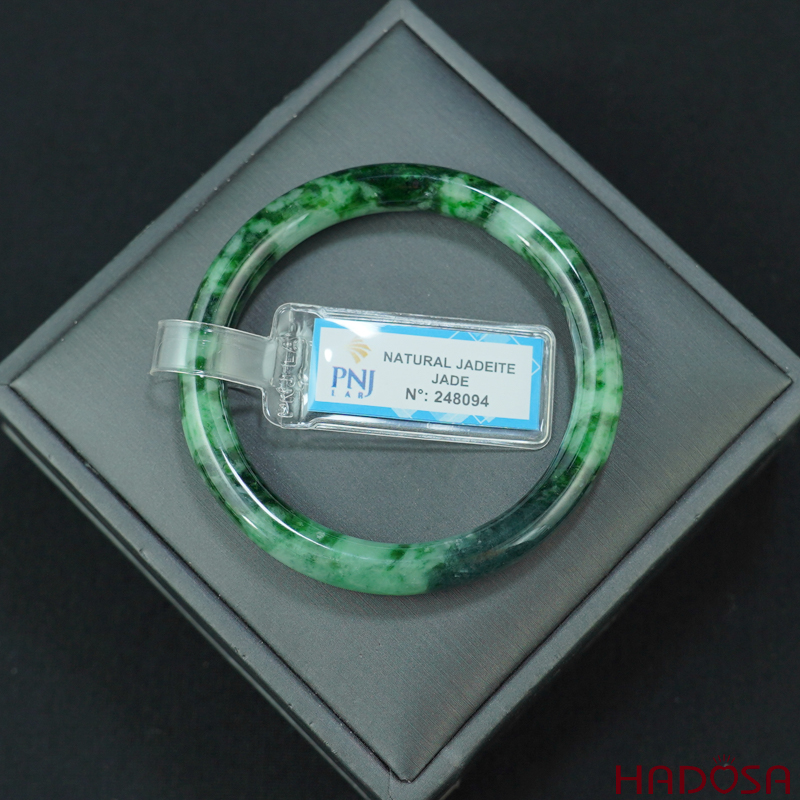 Vòng Ngọc Cẩm Thạch bản tròn xanh vân đậm ni 50