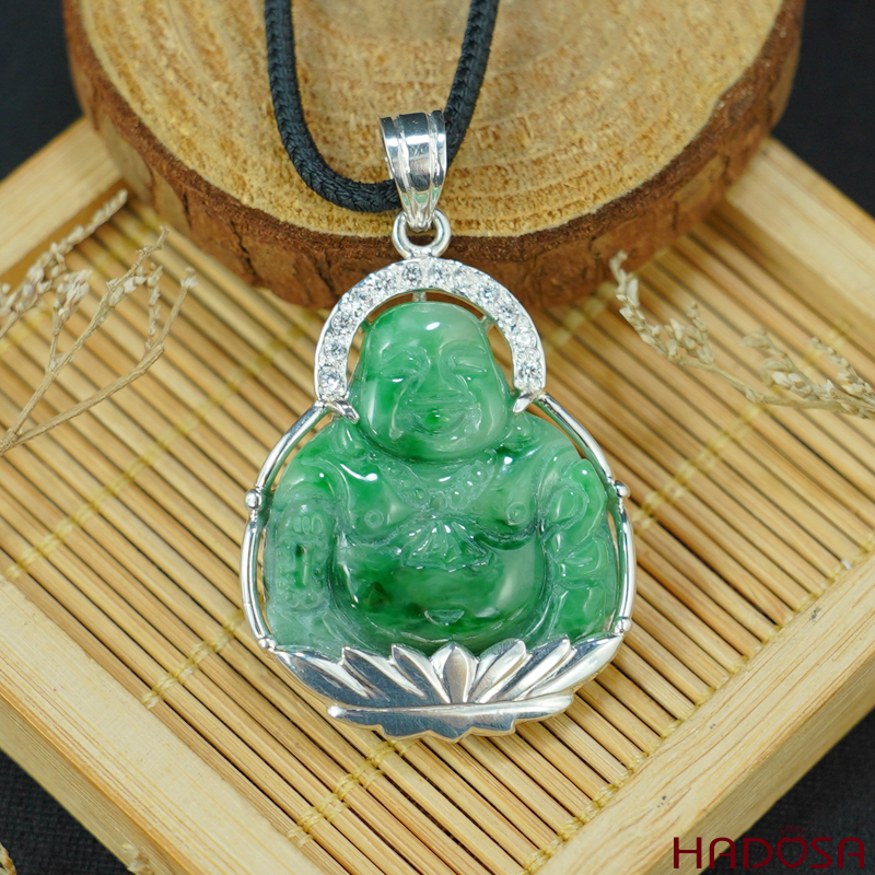 Mặt Di Lặc Cẩm Thạch xanh lý 30x26x6mm