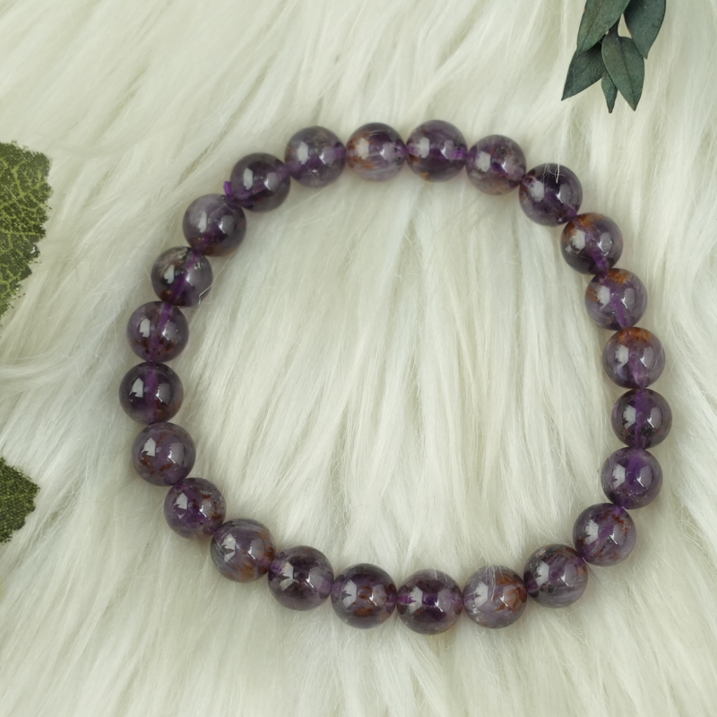 Vòng thạch anh tím tóc vàng 7mm chuẩn 5A