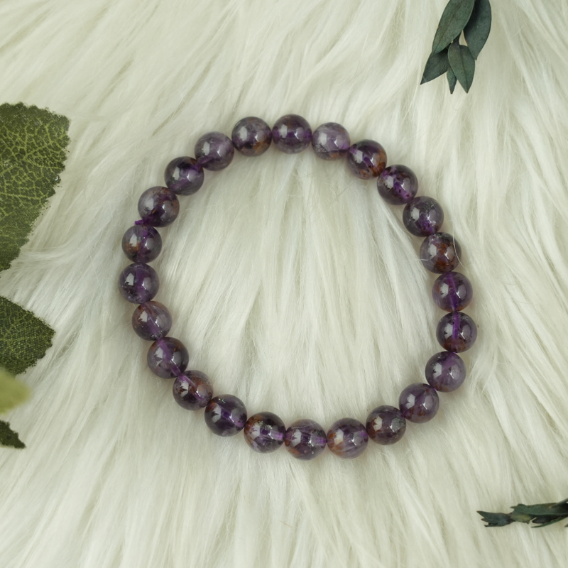 Vòng thạch anh tím tóc vàng 7mm chuẩn 5A