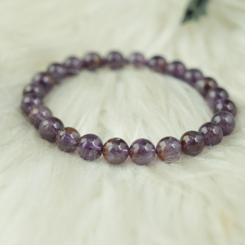 Vòng thạch anh tím tóc vàng 7mm chuẩn 5A