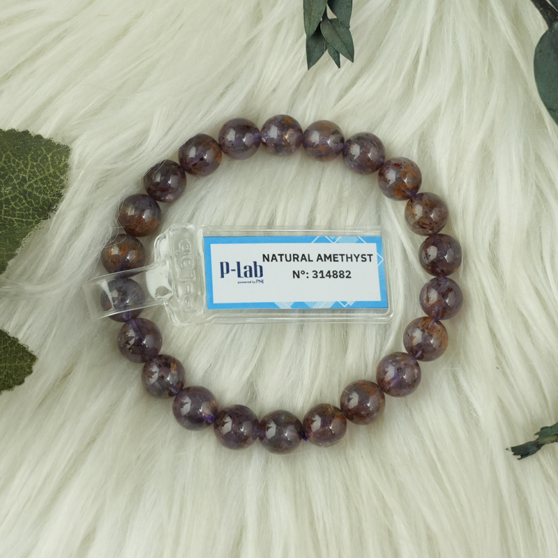 Vòng thạch anh tím tóc vàng 8mm chuẩn 7A