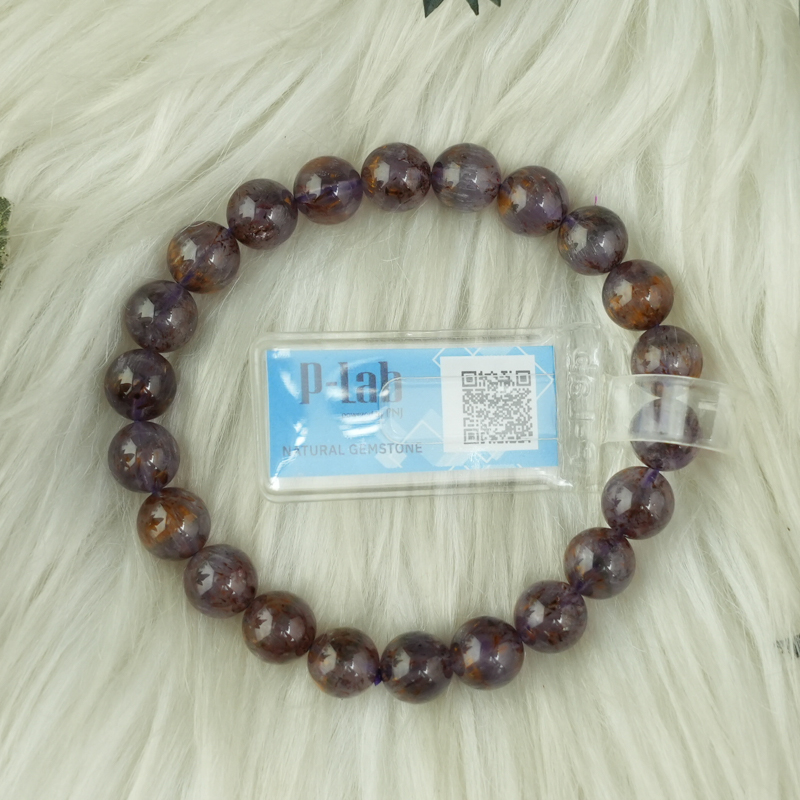 Vòng thạch anh tím tóc vàng 8mm chuẩn 7A