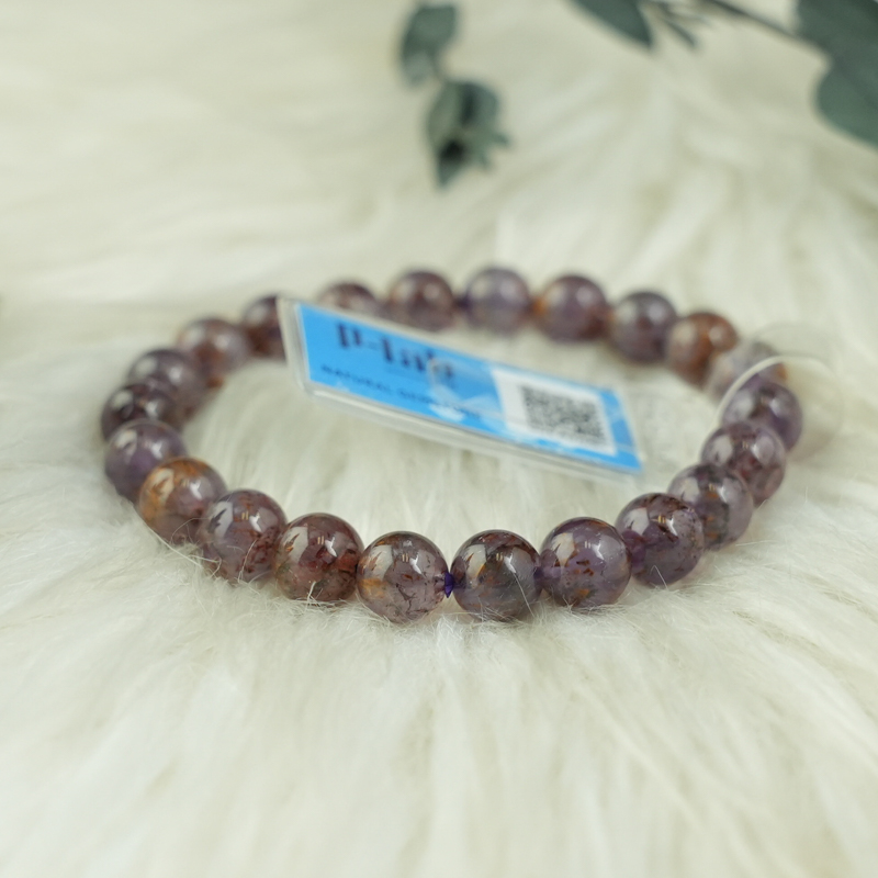 Vòng thạch anh tím tóc vàng 8mm chuẩn 7A