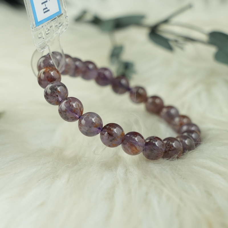 Vòng thạch anh tím tóc vàng 8mm chuẩn 7A