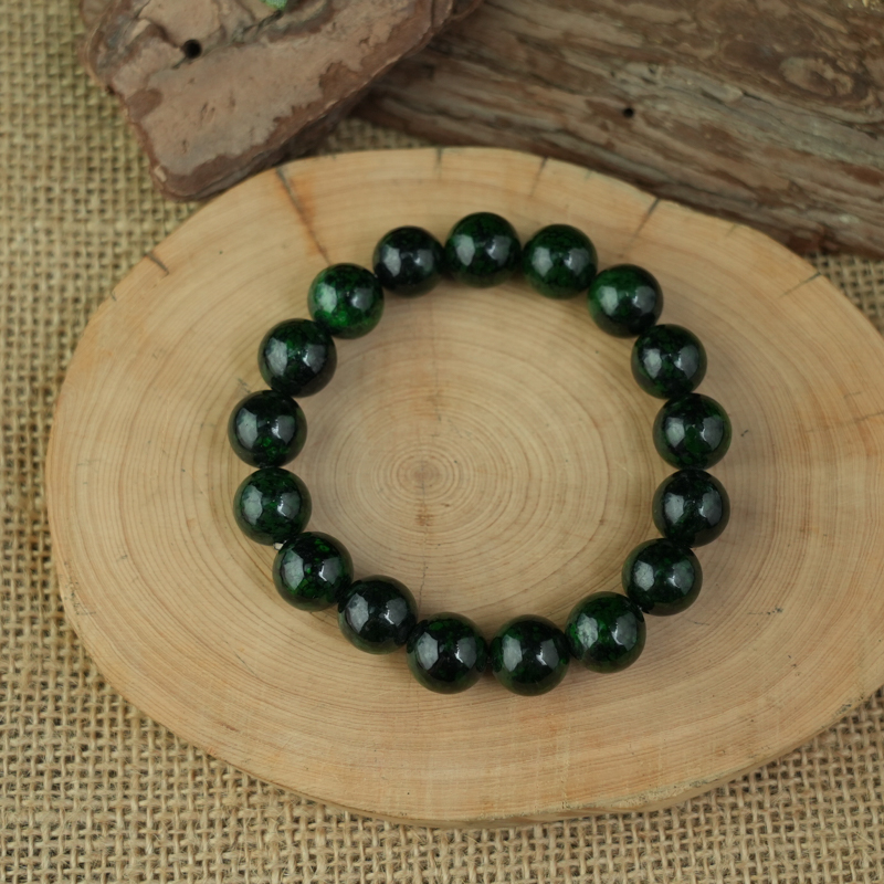 Vòng Chuỗi Cẩm Thạch xanh vân đậm 12mm