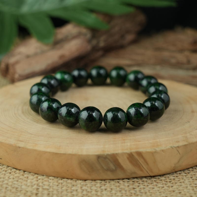 Vòng Chuỗi Cẩm Thạch xanh vân đậm 12mm