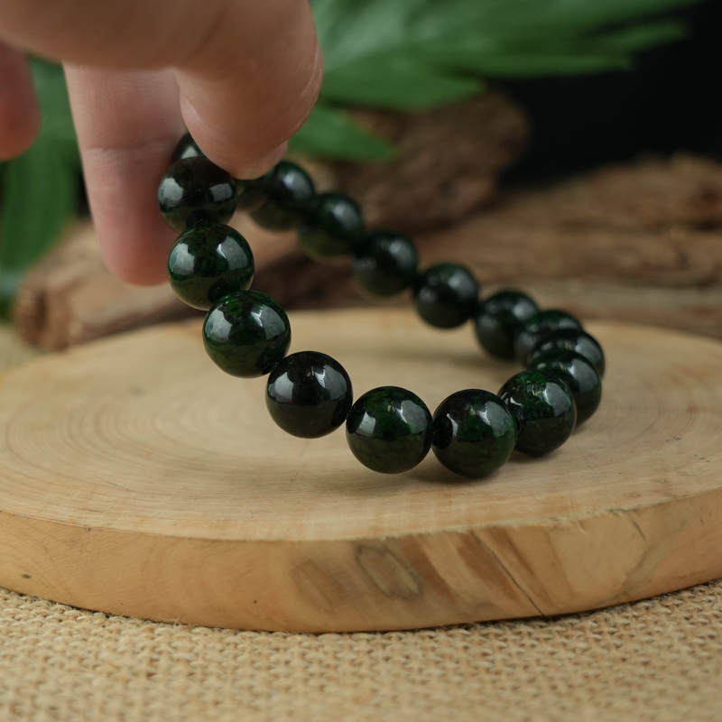 Vòng Chuỗi Cẩm Thạch xanh vân đậm 12mm