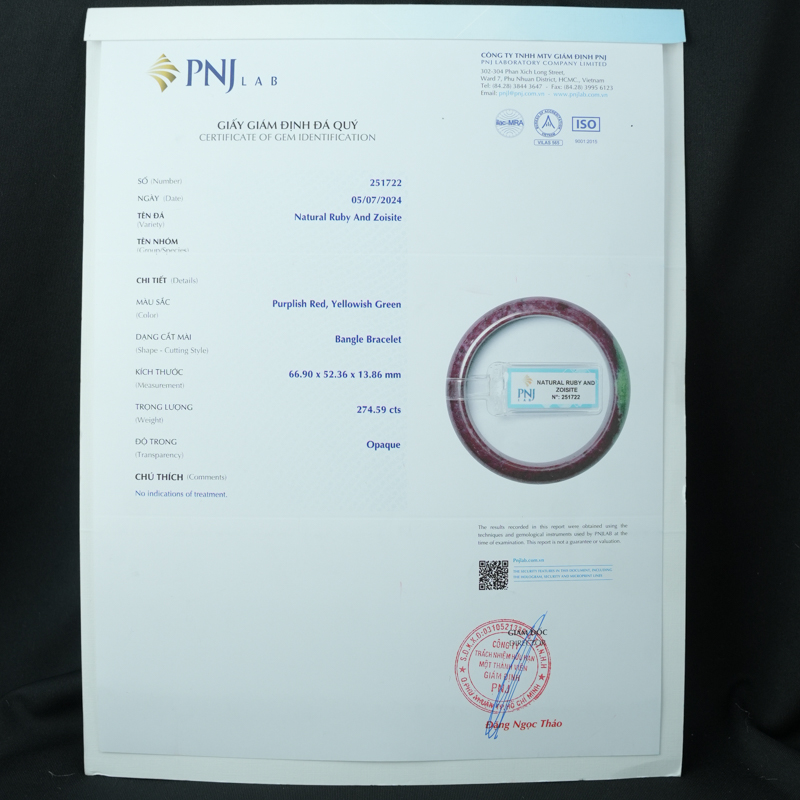 Vòng kiềng ruby Nam Phi xanh đỏ 52mm