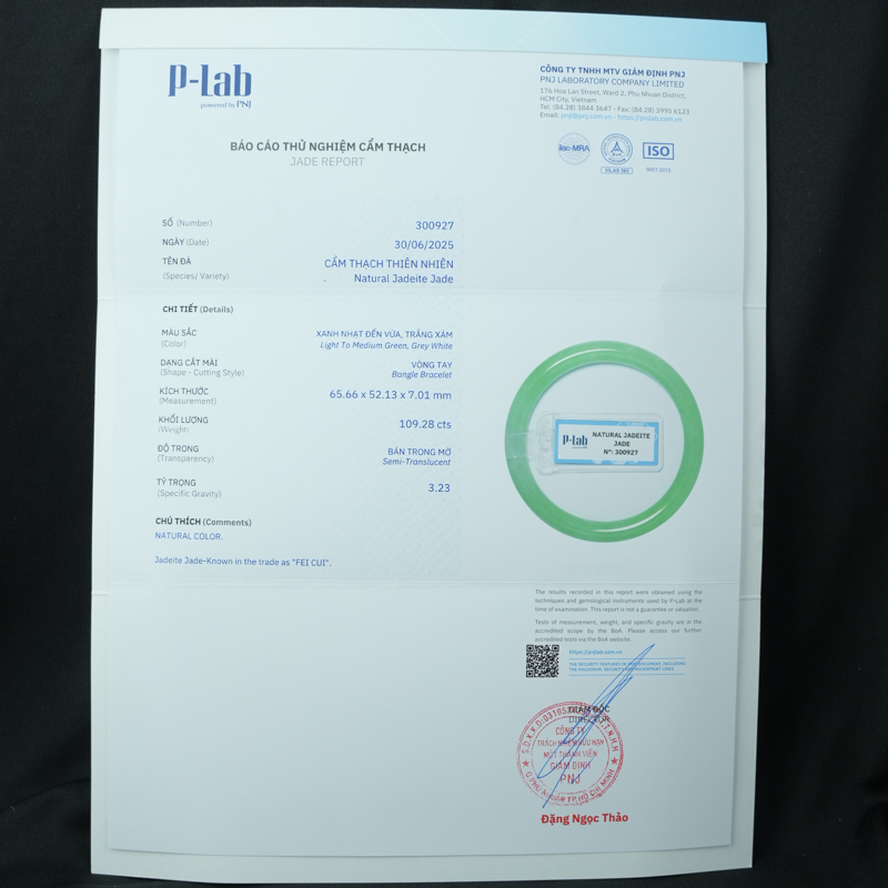 Vòng Ngọc Cẩm Thạch bản tròn xanh vân lý ni 52