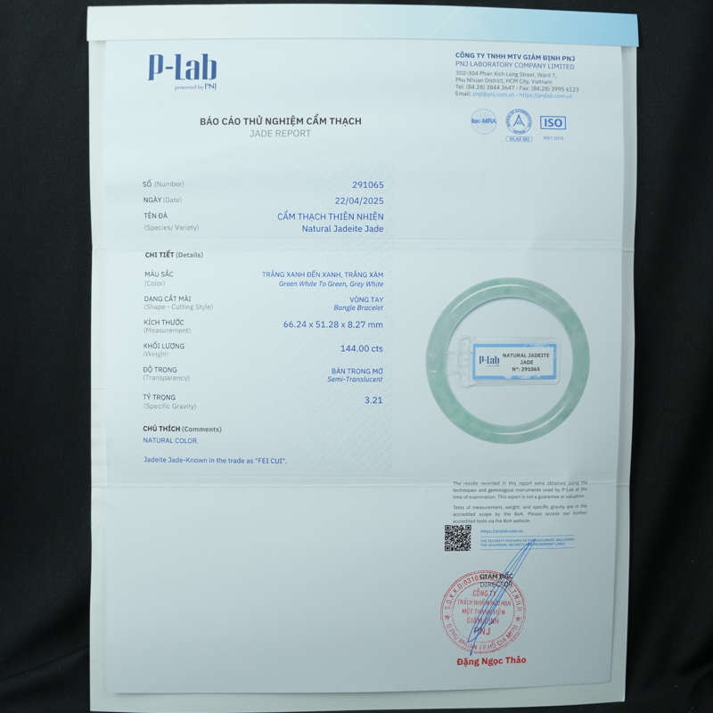 Vòng Ngọc Cẩm Thạch bản tròn xanh đậu ni 51