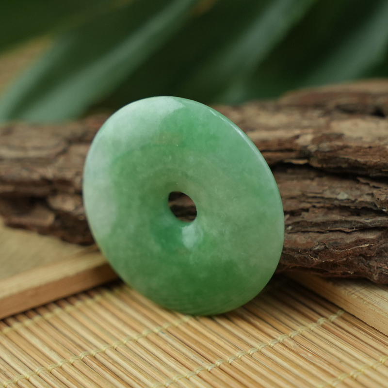 Mặt đồng điếu Cẩm Thạch xanh đậu 34mm