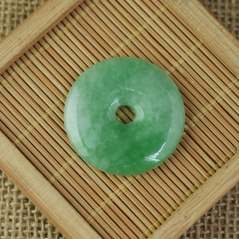 Mặt đồng điếu Cẩm Thạch xanh đậu 34mm