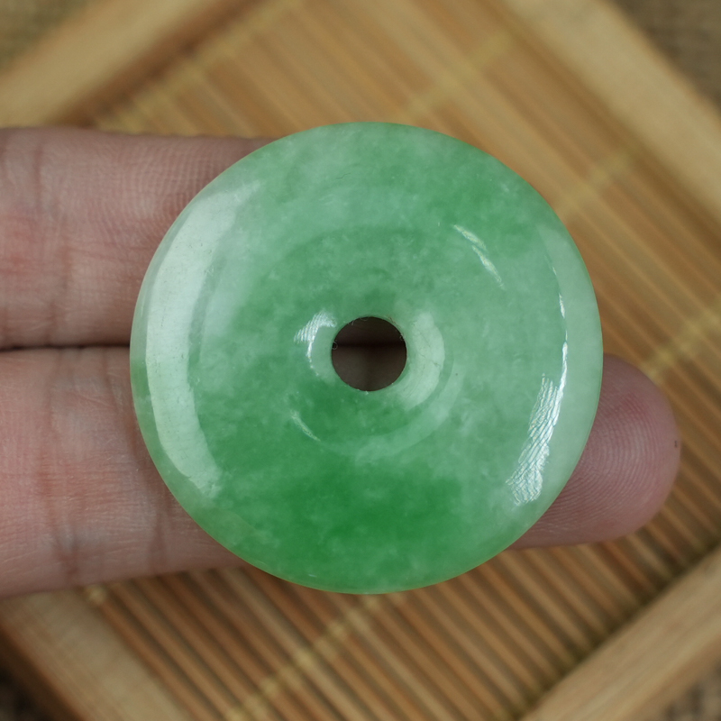 Mặt đồng điếu Cẩm Thạch xanh đậu 34mm