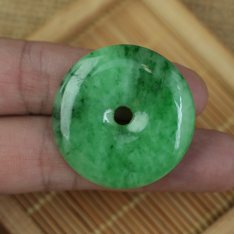 Mặt đồng điếu Cẩm Thạch xanh vân bông 33mm