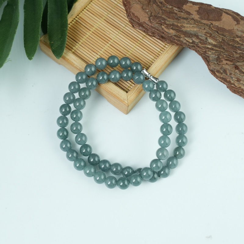 Vòng cổ Cẩm Thạch A Xanh Ngọc 8mm