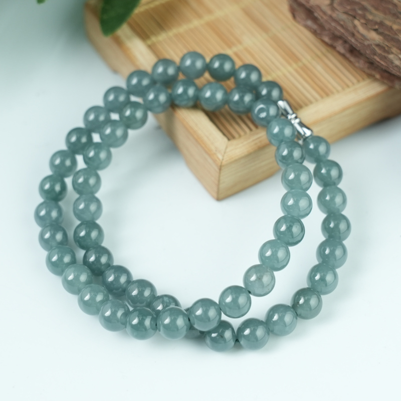 Vòng cổ Cẩm Thạch A Xanh Ngọc 8mm