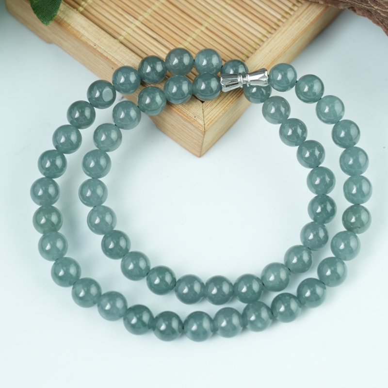 Vòng cổ Cẩm Thạch A Xanh Ngọc 8mm