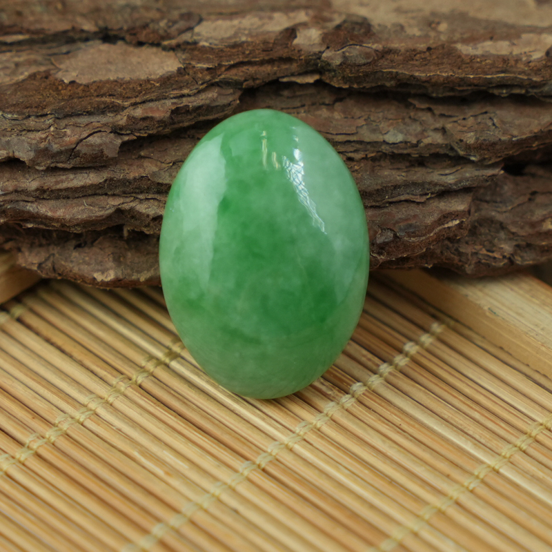 Mặt Cẩm Thạch Oval Xanh Đậu Vân Lý 18x25mm