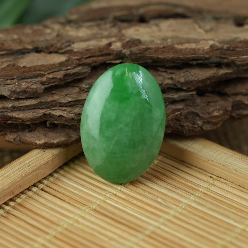 Mặt Cẩm Thạch Oval Xanh Đậu Vân Lý 19x27mm