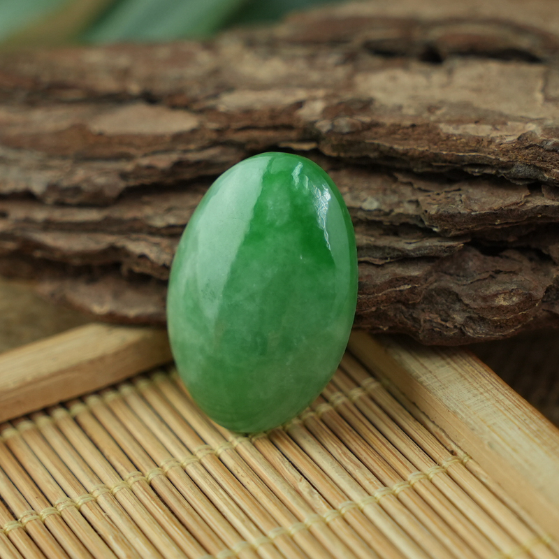 Mặt Cẩm Thạch Oval Xanh Đậu Vân Lý 19x27mm