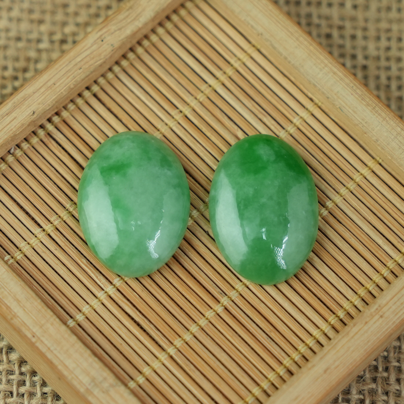 Mặt Cẩm Thạch Oval Xanh Đậu Vân Lý 19x27mm