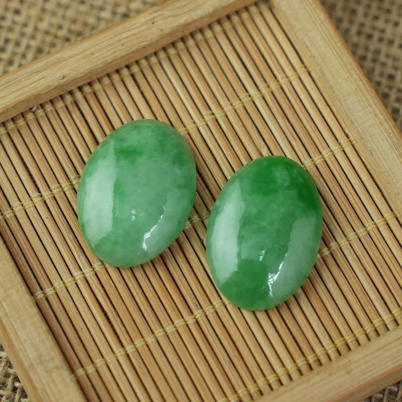 Mặt Cẩm Thạch Oval Xanh Đậu Vân Lý 19x27mm