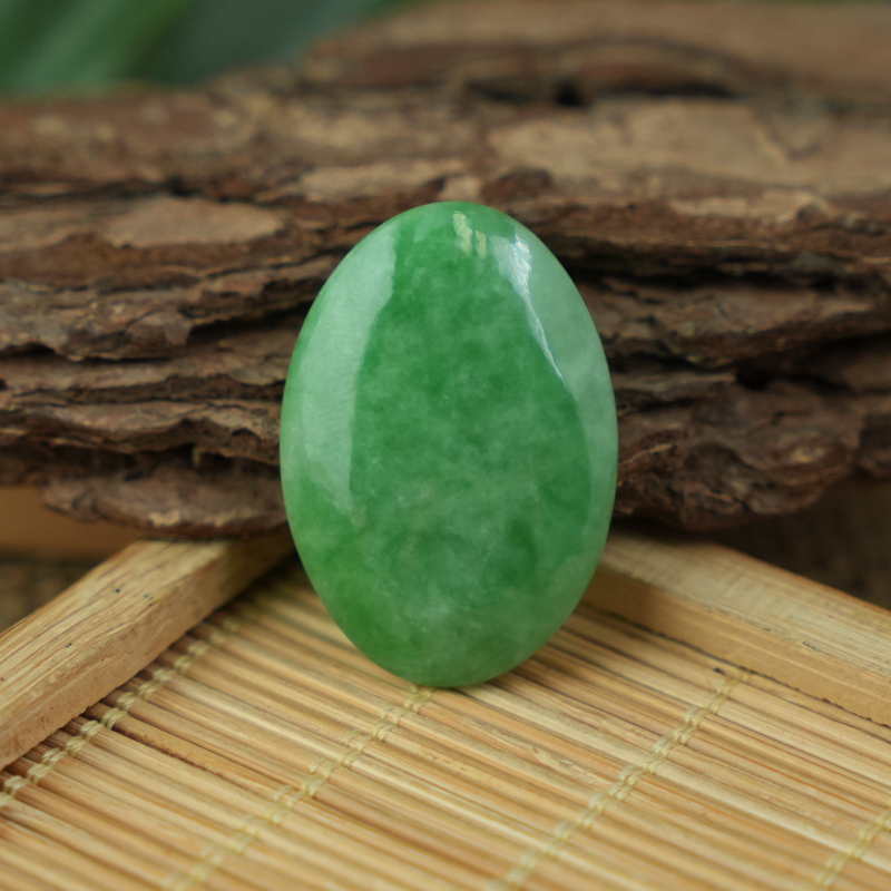 Mặt Cẩm Thạch Oval Xanh Đậu Vân Lý 21x30mm