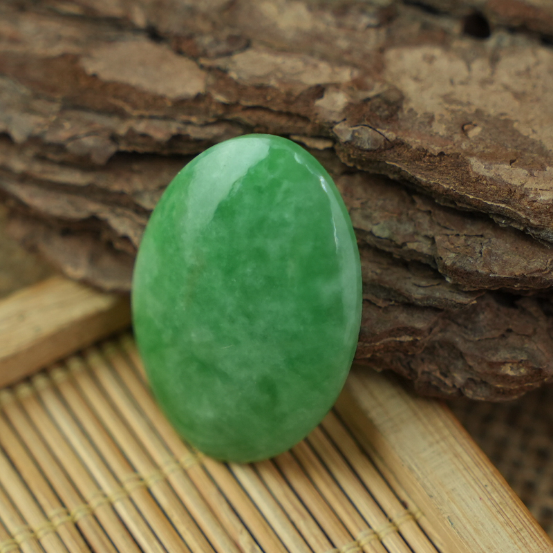 Mặt Cẩm Thạch Oval Xanh Đậu Vân Lý 21x30mm