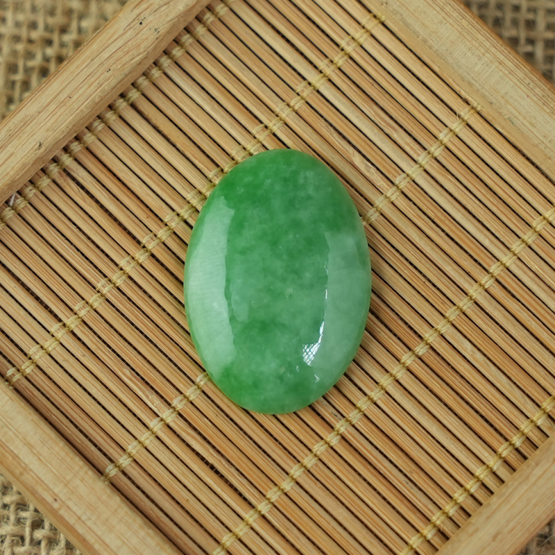 Mặt Cẩm Thạch Oval Xanh Đậu Vân Lý 21x30mm