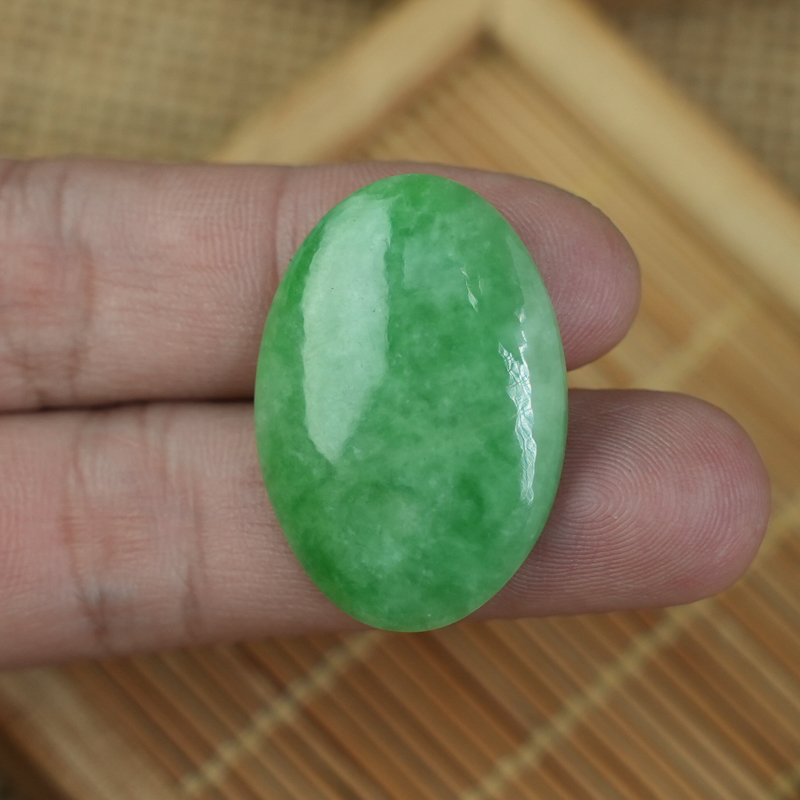Mặt Cẩm Thạch Oval Xanh Đậu Vân Lý 21x30mm