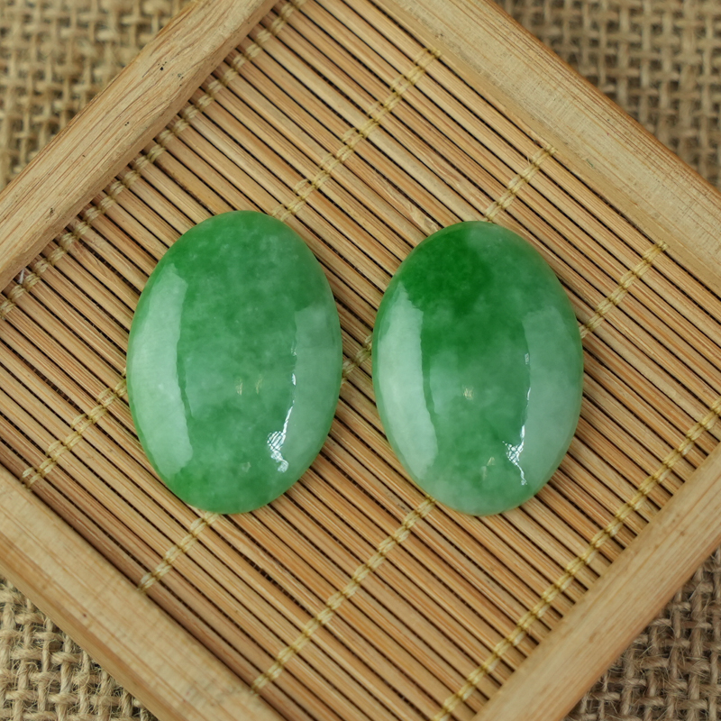 Mặt Cẩm Thạch Oval Xanh Đậu Vân Lý 21x30mm