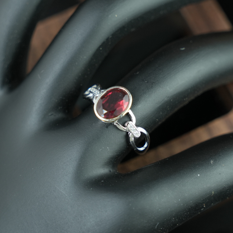 Nhẫn đá garnet 6*8mm bạc 925