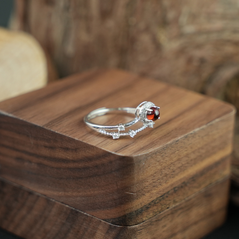 Nhẫn đá garnet 4mm bạc 925