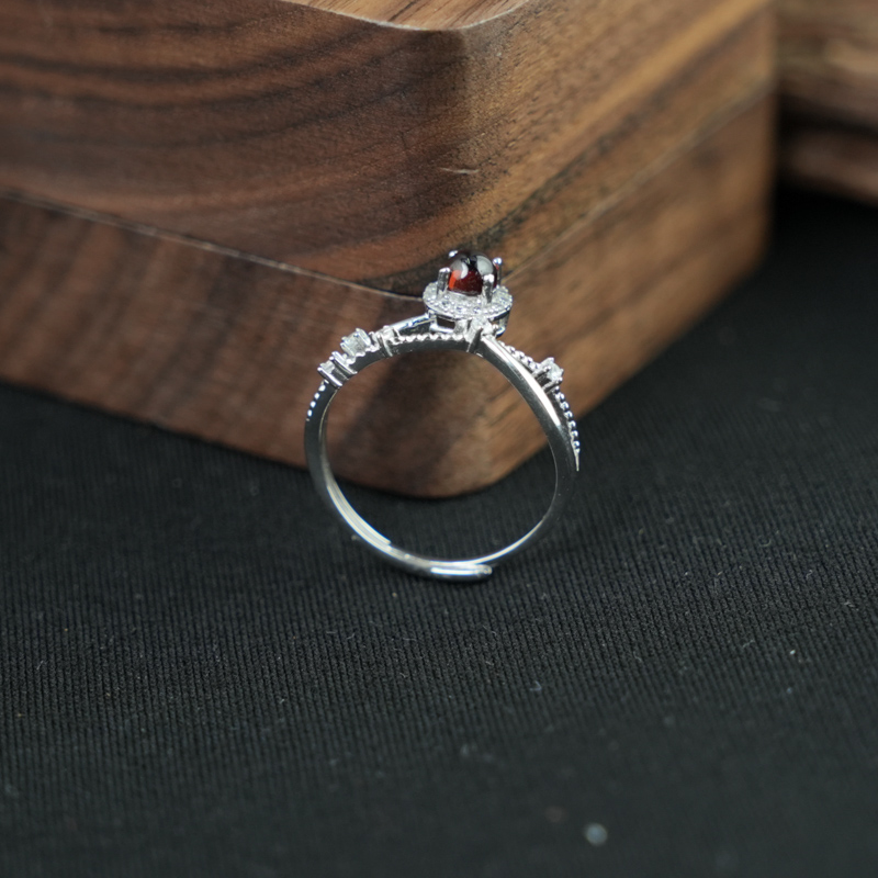 Nhẫn đá garnet 4mm bạc 925