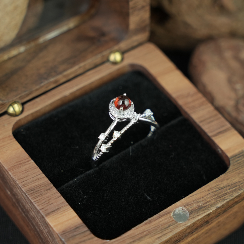 Nhẫn đá garnet 4mm bạc 925
