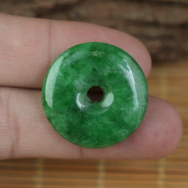 Mặt Cẩm Thạch đồng điếu xanh lí táo 24x4mm