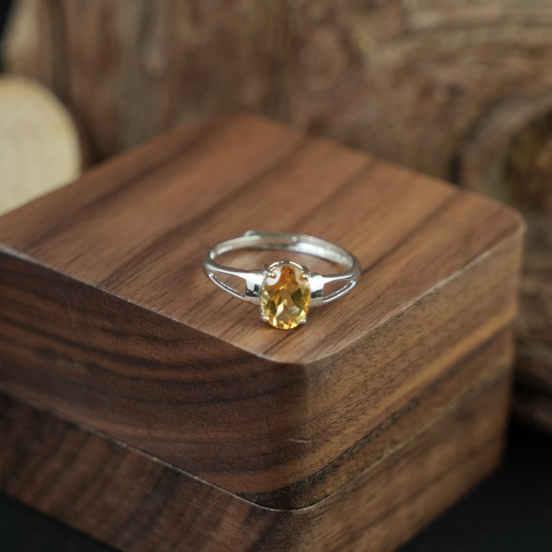 Nhẫn đá citrine 6*8mm bạc 925