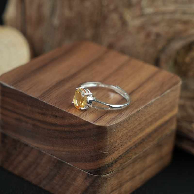 Nhẫn đá citrine 6*8mm bạc 925