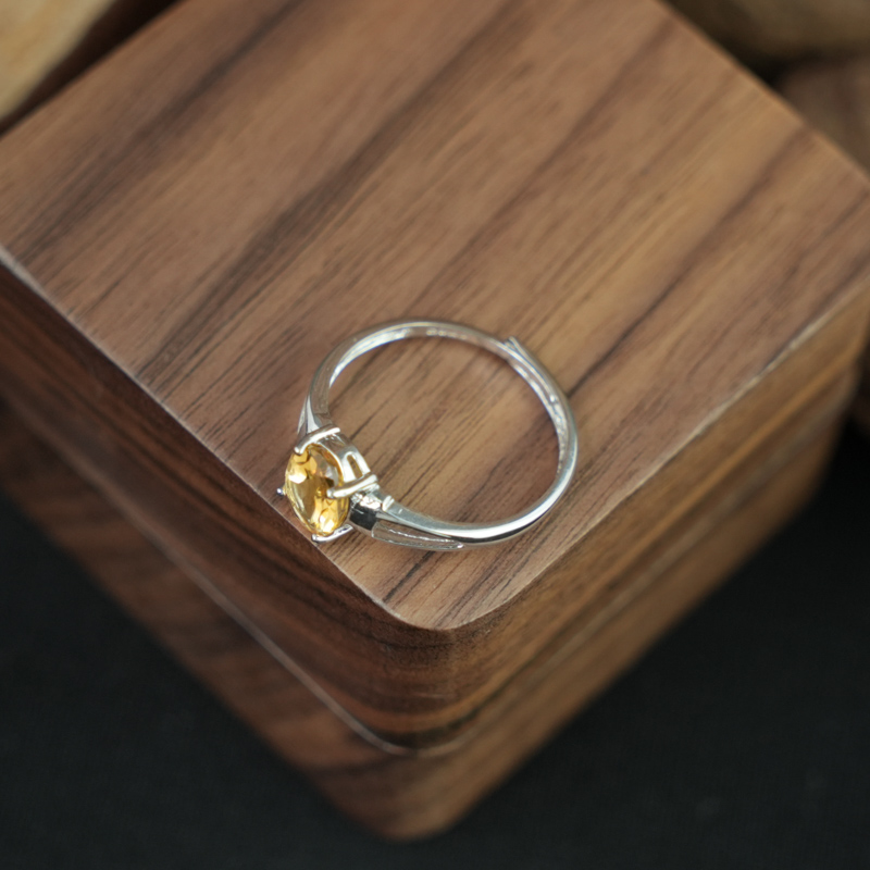 Nhẫn đá citrine 6*8mm bạc 925