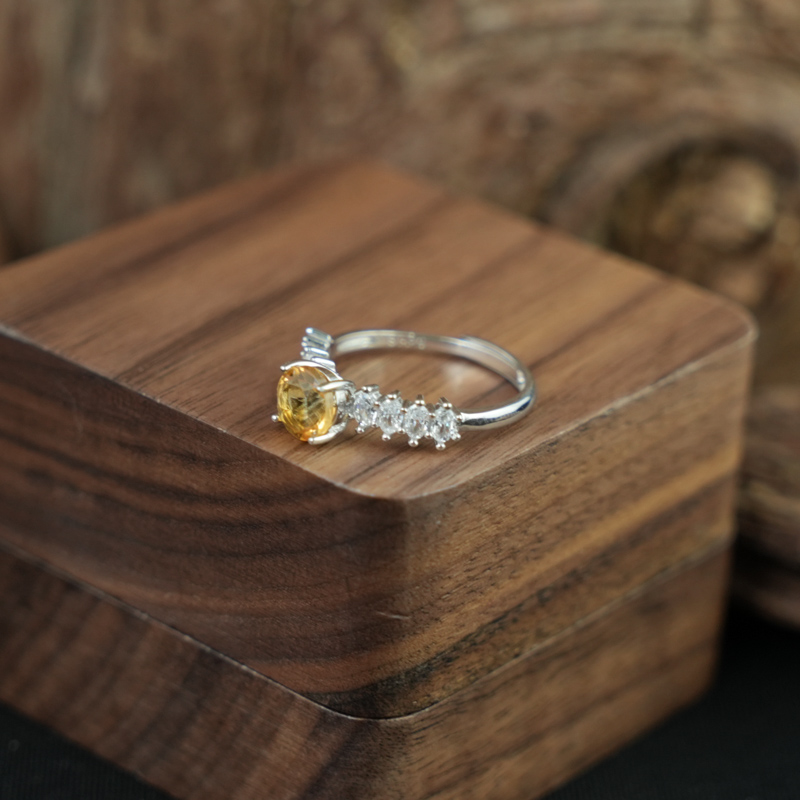 Nhẫn đá citrine 6mm bạc 925