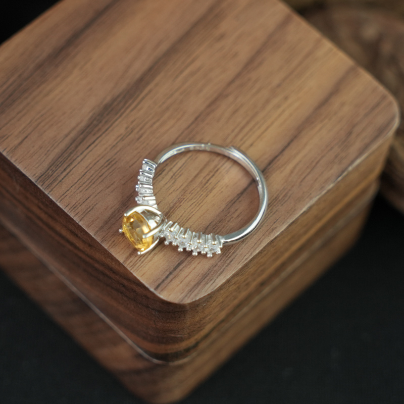 Nhẫn đá citrine 6mm bạc 925