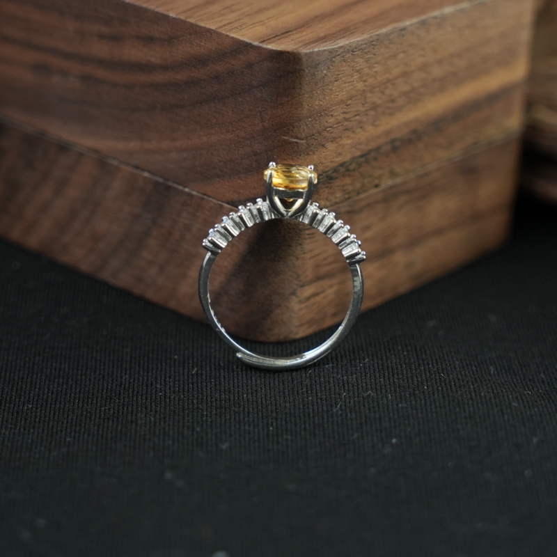 Nhẫn đá citrine 6mm bạc 925