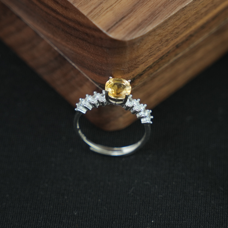 Nhẫn đá citrine 6mm bạc 925