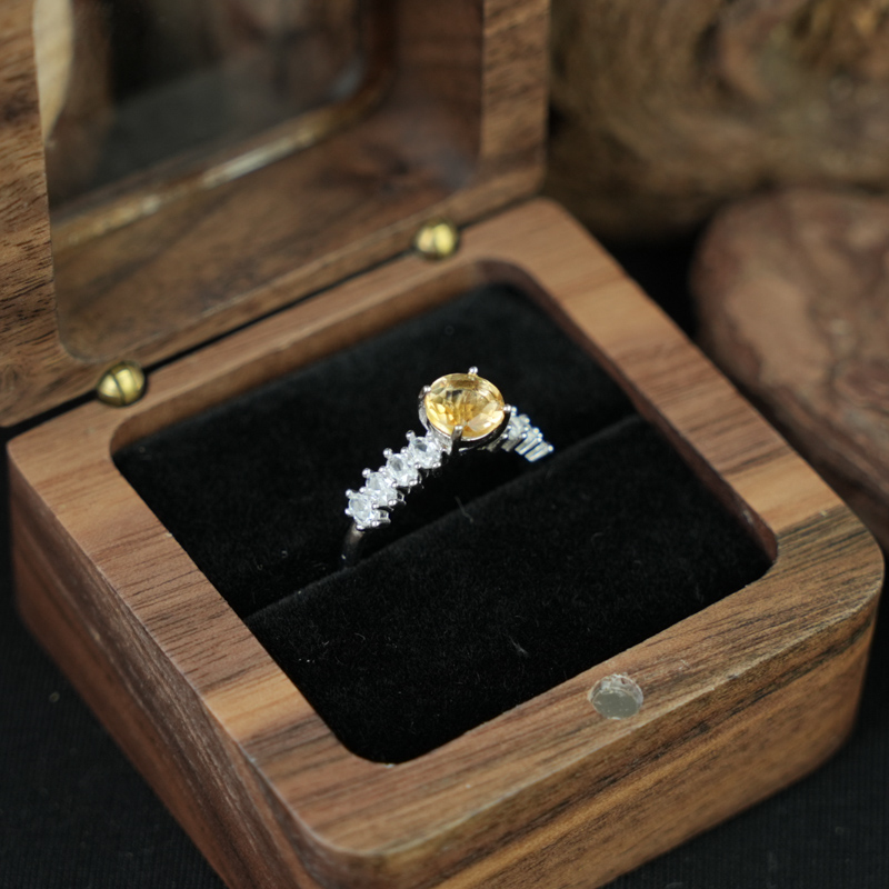 Nhẫn đá citrine 6mm bạc 925