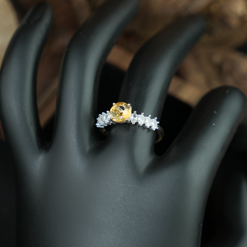 Nhẫn đá citrine 6mm bạc 925
