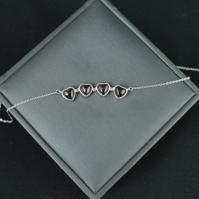 Mặt dây garnet 6mm bạc 925