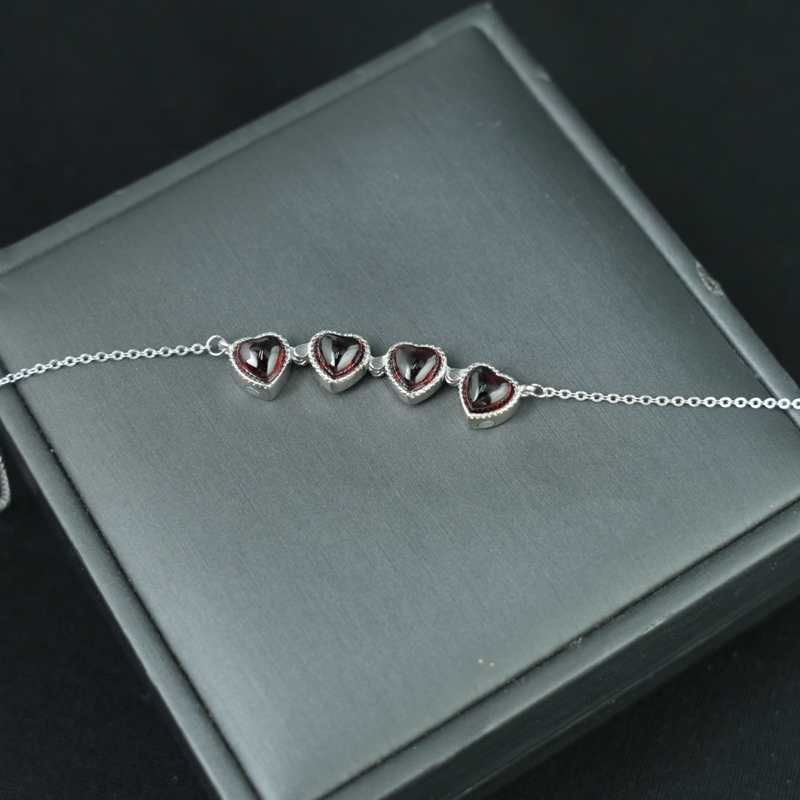 Mặt dây garnet 6mm bạc 925