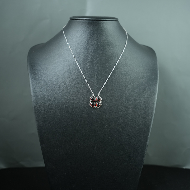 Mặt dây garnet 6mm bạc 925
